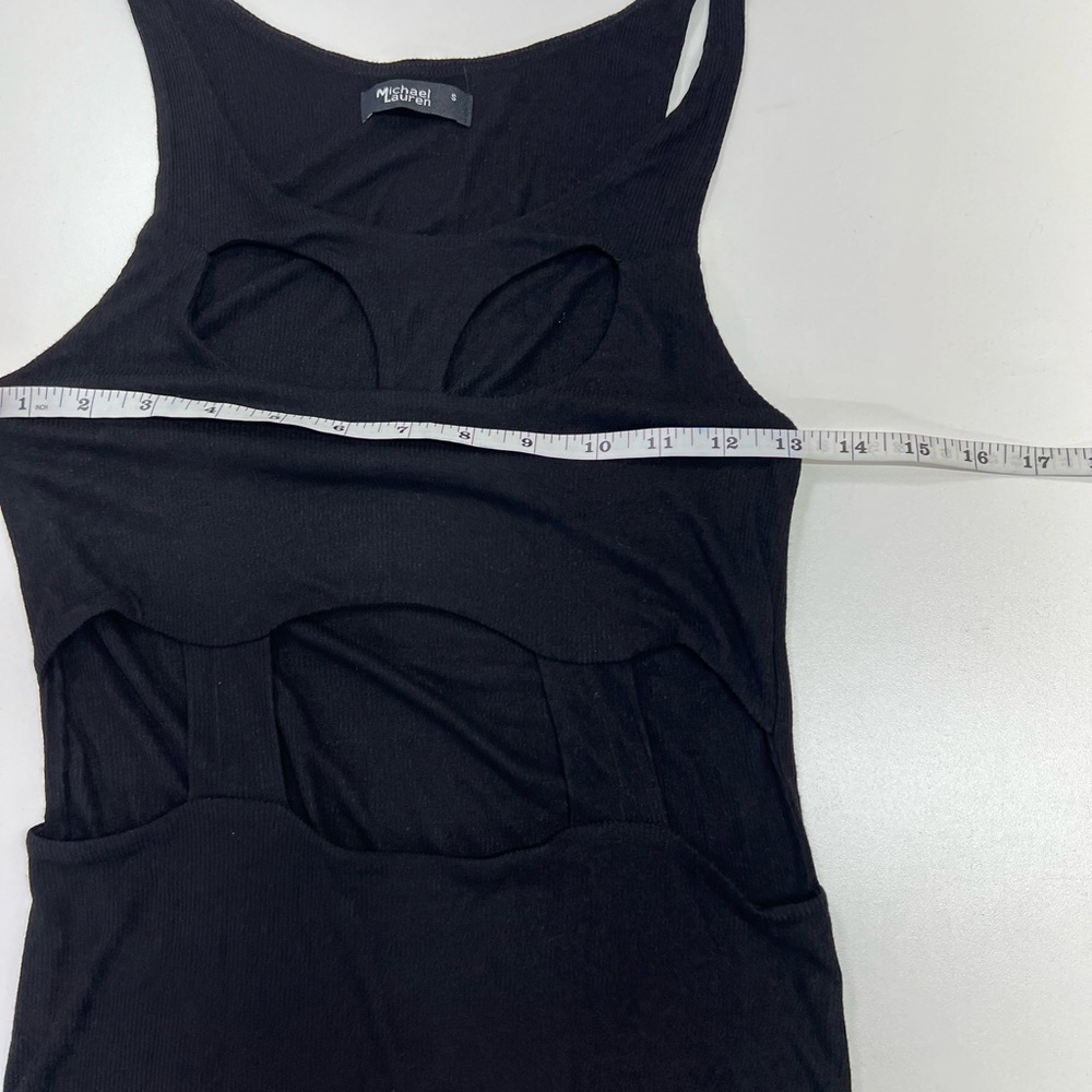 REVOLVE Michael Lauren Dress Black Ribbed Knit Cut Out Sample Size Small NEW - Picture 5 of 12
